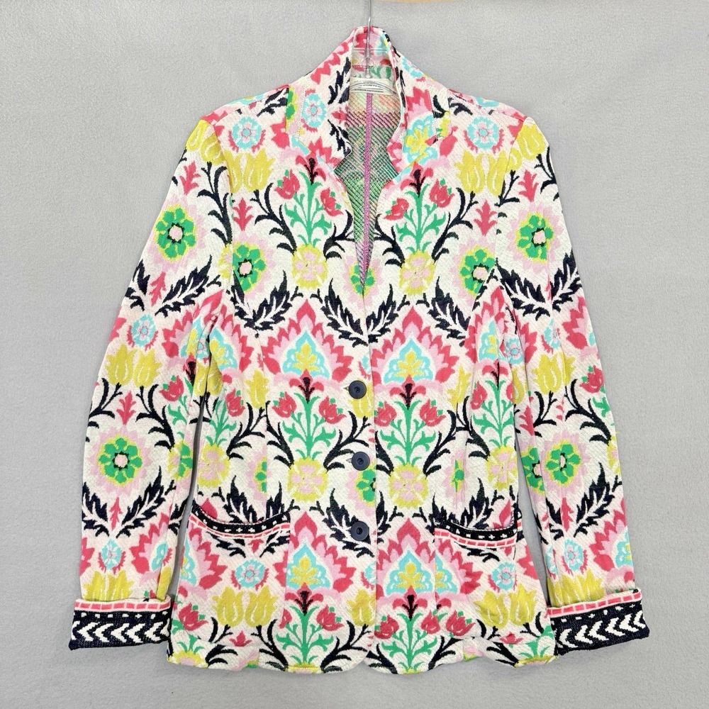 Aldomartins Anthropologie Blazer Womens S Floral Intarsia Knit Jacket Boho Artsy
